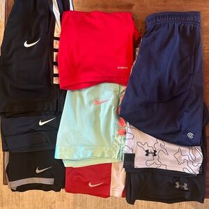 Nike Kids Athletic Shorts Multi-Color Pack - Red, Navy, Mint & Black